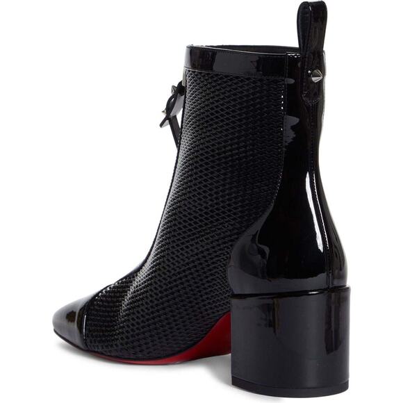 Christian Louboutin Kimi 55 Black Patent Leather Block Heel Zip Ankle Boot 37.5 - Picture 8 of 12